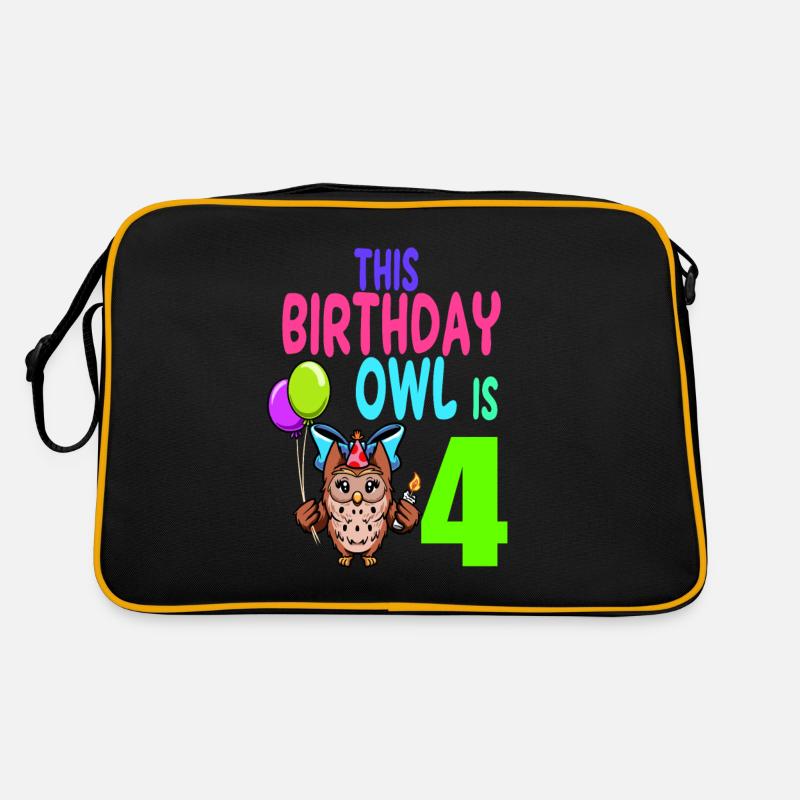 Eule Geburtstag Kinder Mädchen 4. Geburtstag Eulenliebhaber Retro Tasche