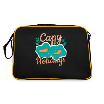 Happy Holidays Funny Capybara Pun For Happy Capy - Retro Bag - black/gold - Back