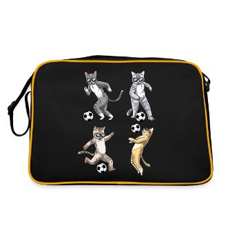 Fussball Katzenliebhaber Haustier Kätzchen - Retro Tasche - Schwarz/Gold - Hinten