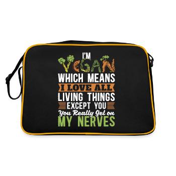 Veganism Vegan Which Means Vegetarians Vegan Lover - Retro Tasche - Schwarz/Gold - Hinten