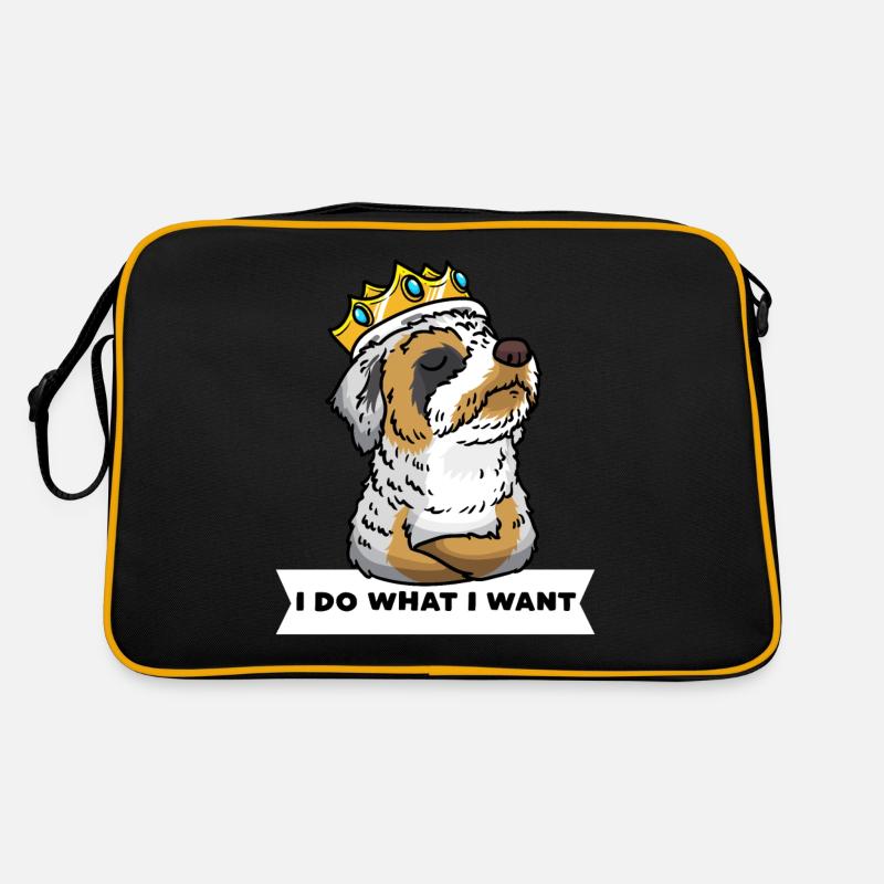 Aussiedoodle Hund Mit Krone Retro Tasche