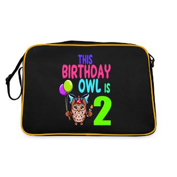 Hibou Anniversaire Enfants Filles 2ème Anniversaire Hibou Amoureux - Sac Retro - noir/or - Dos