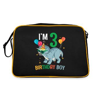 I'm 3 Birthday Boy Triceratops 3 Year Old 3rd - Retro Tasche - Schwarz/Gold - Hinten