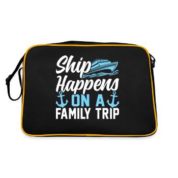 Lustige Tritoon Bootfahren Liebhaber Ponton Kapitä - Retro Tasche - Schwarz/Gold - Hinten