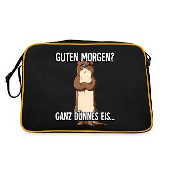 Guten Morgen Ganz Dünnes Eis Otter - Retro Tasche - Schwarz/Gold - Hinten