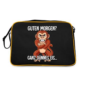 Guten Morgen Ganz Dünnes Eis Affe - Retro Tasche - Schwarz/Gold - Hinten