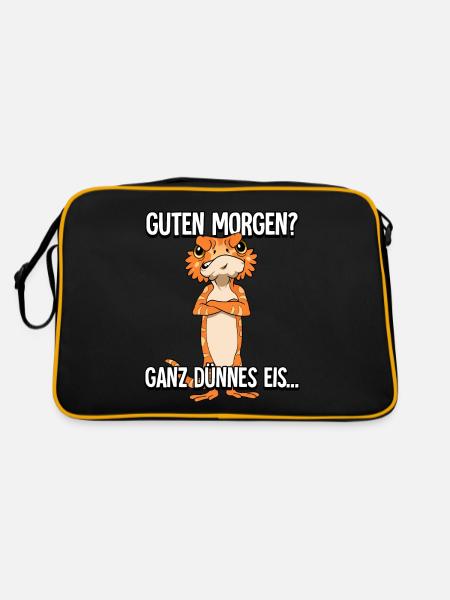 Guten Morgen Ganz Dünnes Eis Bartagame - Retro Tasche - Schwarz/Gold