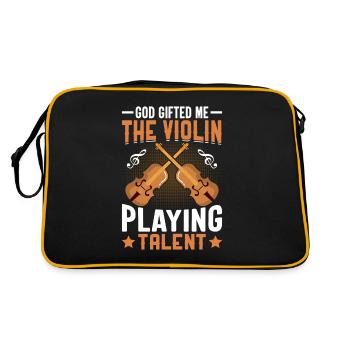 Gott hat mir das Geigenspieltalent geschenkt - - Retro Tasche - Schwarz/Gold - Hinten