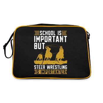 Steer Wrestling School Is Important Calf Roping - Retro Tasche - Schwarz/Gold - Hinten