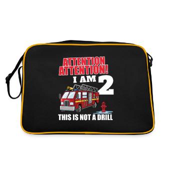 Attention I'm 2 Fireman Fire Truck 2 Year Old 2nd - Sac Retro - noir/or - Dos