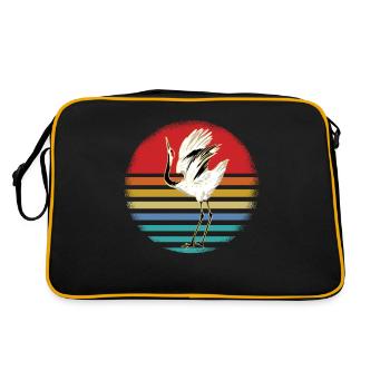 Crane Bird Gift - Retro Bag - black/gold - Back