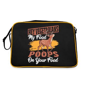 Hey Vegetarians My Food Poops On Your Food Deer - Retro Tasche - Schwarz/Gold - Hinten