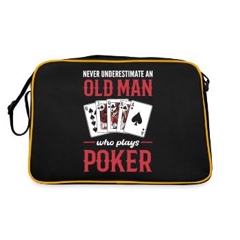Ne sous-estimez jamais un vieil homme qui joue au poker - Sac Retro - noir/or - Dos