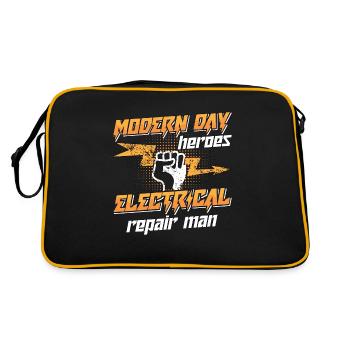 Electronics Repair Modern Day Heroes Repair Worker - Retro Tasche - Schwarz/Gold - Hinten