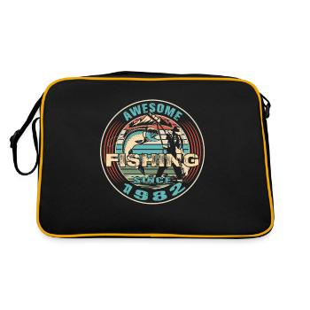 Awesome since 1982. Angel, Angler Geburtstag - Retro Tasche - Schwarz/Gold - Hinten