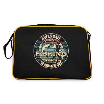Awesome since 1982. Angel, Angler Geburtstag - Retro Tasche - Schwarz/Gold - Hinten