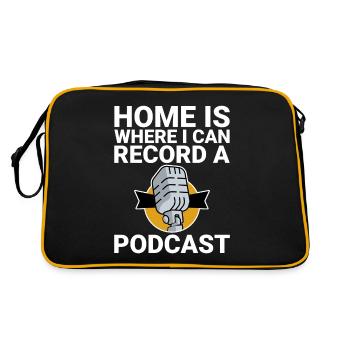 La maison est l’endroit où je peux enregistrer un podcast - Sac Retro - noir/or - Dos