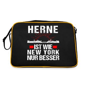 Herne Ist Wie New York Nur Besser - Retro Tasche - Schwarz/Gold - Hinten