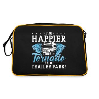 Tornadoes I'm Happier Than Weather Tornado Chaser - Retro Bag - black/gold - Back