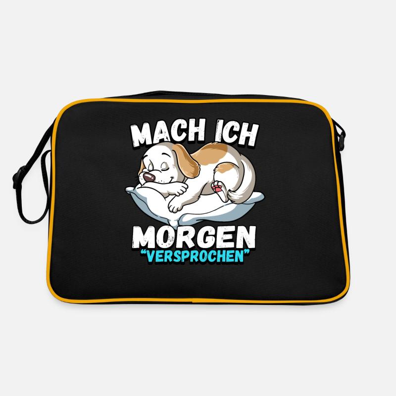 Mach Ich Morgen Versprochen Hund Retro Tasche