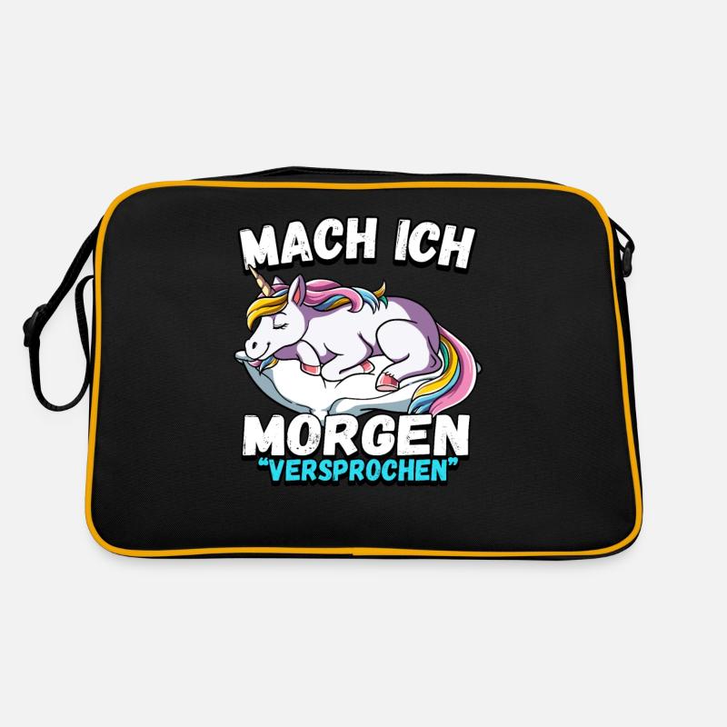 Mach Ich Morgen Versprochen Einhorn Retro Tasche