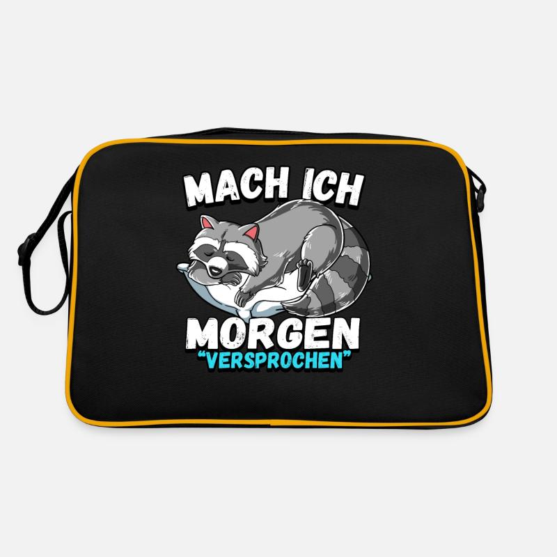 Mach Ich Morgen Versprochen Waschbär Retro Tasche