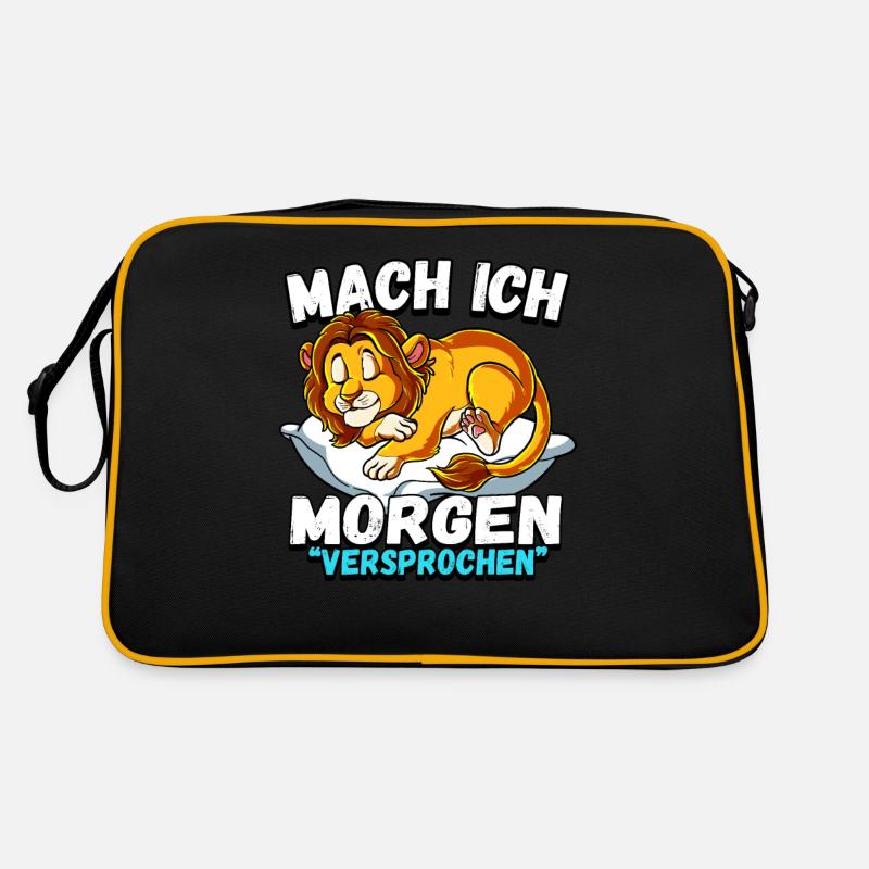 Mach Ich Morgen Versprochen Löwe Retro Tasche