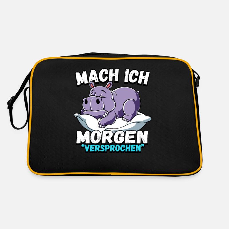 Mach Ich Morgen Versprochen Nilpferd Retro Tasche
