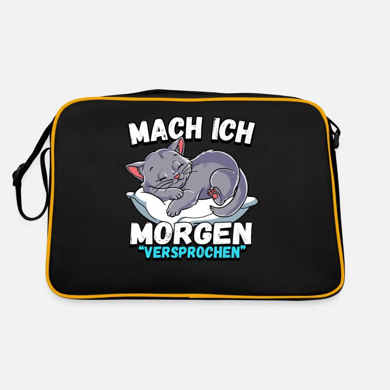 Mach Ich Morgen Versprochen Katze Retro Tasche