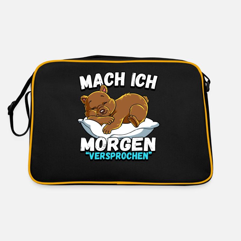 Mach Ich Morgen Versprochen Bär Retro Tasche