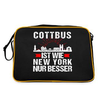 Cottbus Ist Wie New York Nur Besser - Retro Tasche - Schwarz/Gold - Hinten