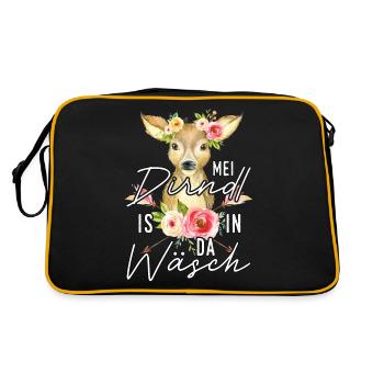 Ersatz Dirndl T-Shirt Trachtenshirt Damen - Retro Tasche - Schwarz/Gold - Hinten
