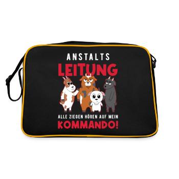 Anstaltsleitung Alle Ziegen Hören Auf Mein Befehl - Retro Tasche - Schwarz/Gold - Hinten