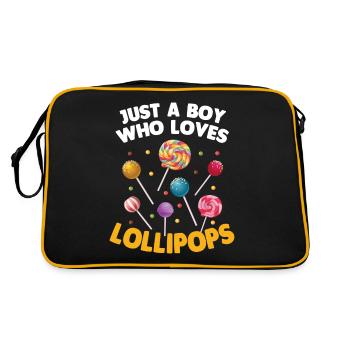 Lutscher Süßigkeiten Geschenk - Retro Tasche - Schwarz/Gold - Hinten