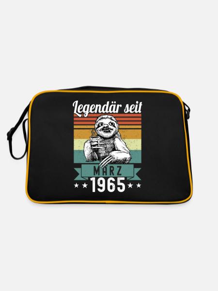 Faultier Legendär seit März 1965 Geburtstag - Retro Tasche - Schwarz/Gold