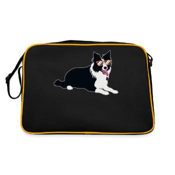 Border Collie Dog Dog Lovers Cadeau - Sac Retro - noir/or - Dos