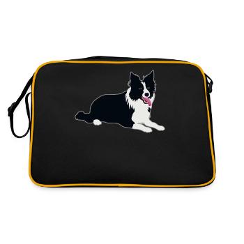 Border Collie Dog Dog Lovers Cadeau - Sac Retro - noir/or - Dos
