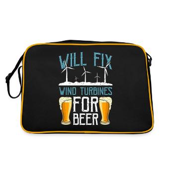 Wind Turbine Tech Will Fix Wind Turbines Windmill - Retro Tasche - Schwarz/Gold - Hinten