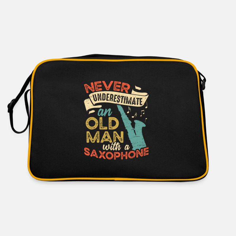 Alter Mann Mit Einem Saxophon-jazz-musiker Retro Tasche