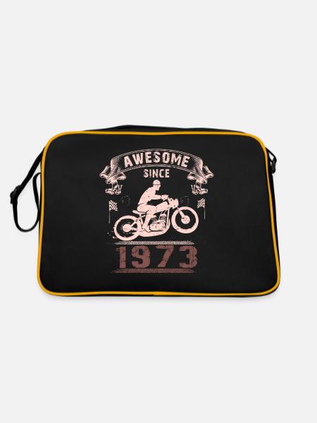 Awesome since 1973, Biker 50. Geburtstag - Retro Tasche - Schwarz/Gold - Hinten