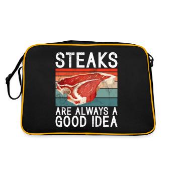 Cadeau de steak amateur de steak - Sac Retro - noir/or - Dos