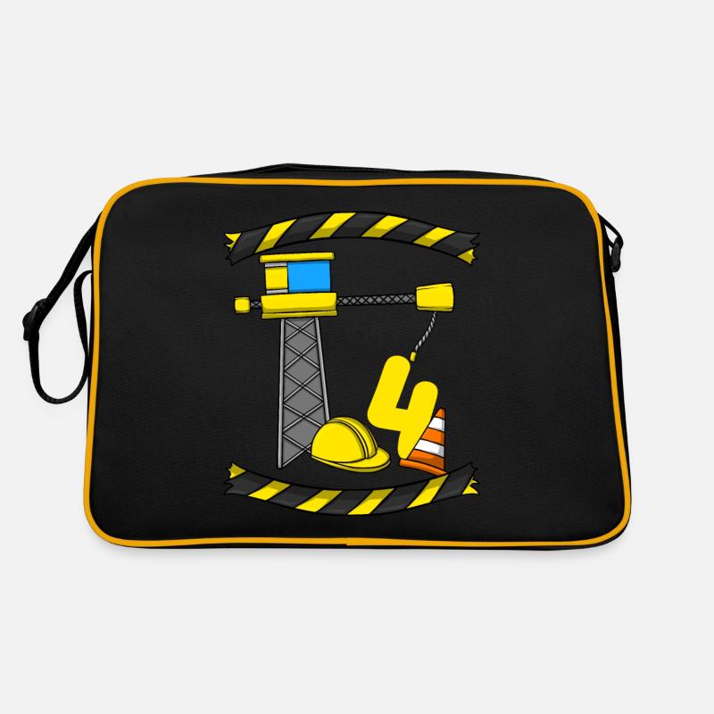 Construction Birthday Crane Worker 4th Birthday Retro Bag