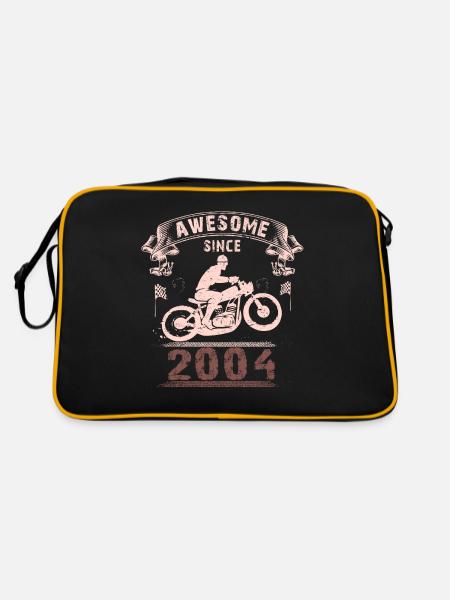 Awesome since 2004, Biker 19. Geburtstag - Retro Tasche - Schwarz/Gold - Hinten