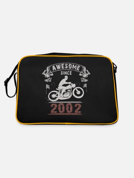 Awesome since 2002, Biker 21. Geburtstag - Retro Tasche - Schwarz/Gold - Hinten