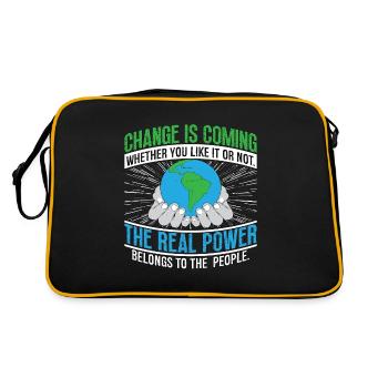 Climate Change Change Is Coming Environmentalist - Retro Tasche - Schwarz/Gold - Hinten