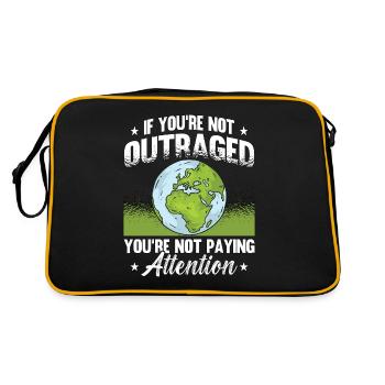Climate Change If You're Not Outraged Environment - Retro Tasche - Schwarz/Gold - Hinten