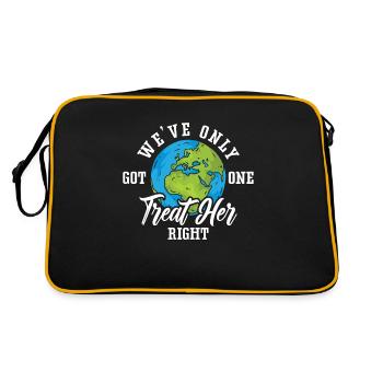 Climate Change We've Only Got One Environmentalist - Retro Tasche - Schwarz/Gold - Hinten