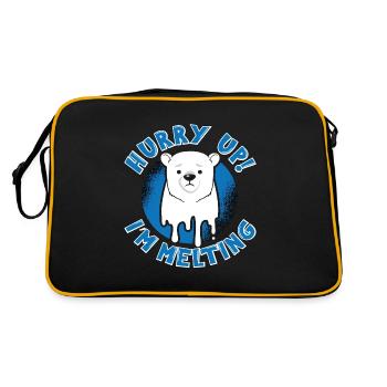 Climate Change Hurry Up I'm Melting Mother Earth - Retro Tasche - Schwarz/Gold - Hinten
