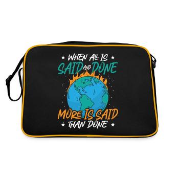 Climate Change When All Is Said And Done Awareness - Retro Tasche - Schwarz/Gold - Hinten