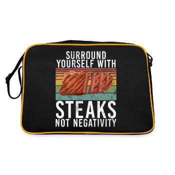 Cadeau de steak amateur de steak - Sac Retro - noir/or - Dos